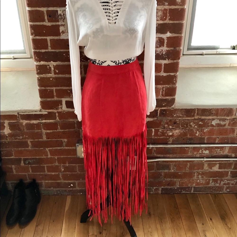 Suede tassel skirt from h&m